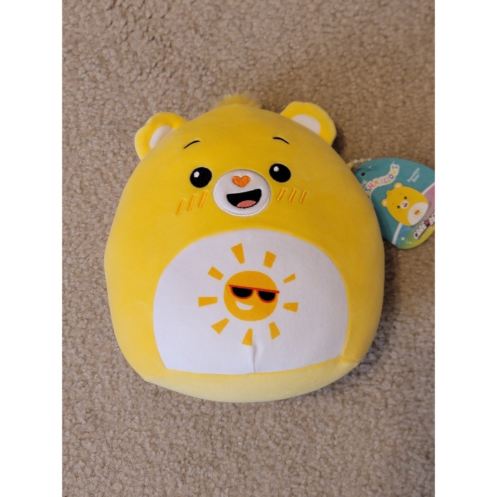 Squishmallows Care Bears Funshine Bear 8 Inch Sun Tummy Soft Plush New